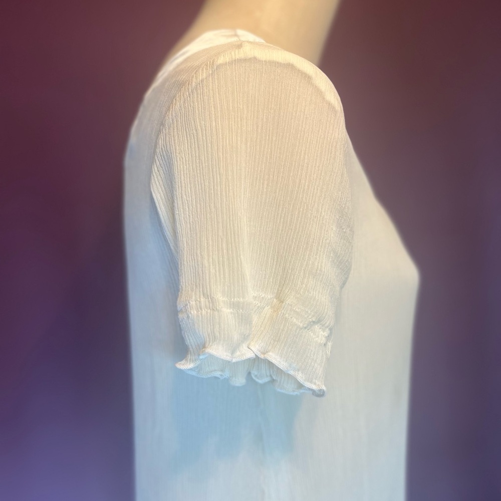 🤍Boutique Silk White Lightweight Maxi Dress or Nightie w Short Sleeves - Picture 3 of 6